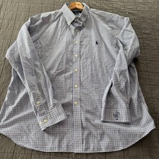 Ralph Lauren button down dress shirt non-iron XXL blue check