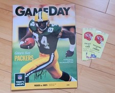 STERLING SHARPE Signed/Autograph 1990 Chiefs v Packers Program w/Ticket Stubs