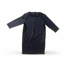 Uniqlo Woman's Black Dress Medium 3/4 Sleeve Stretch Knit Black Midi Dress