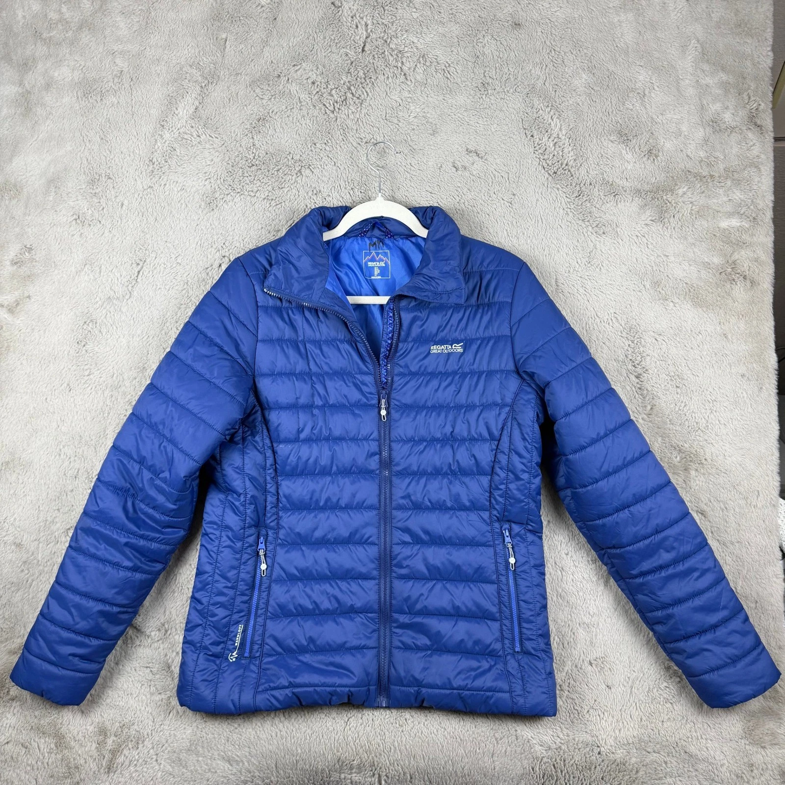 Regatta Puffer Jacket Lightweight Packable Quilted Coat Full Zip Blue M
