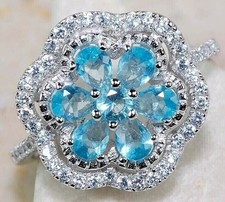 1CT Aquamarine  Topaz 925 Solid Sterling Silver Jewelry Ring Sz 7 UB1-8