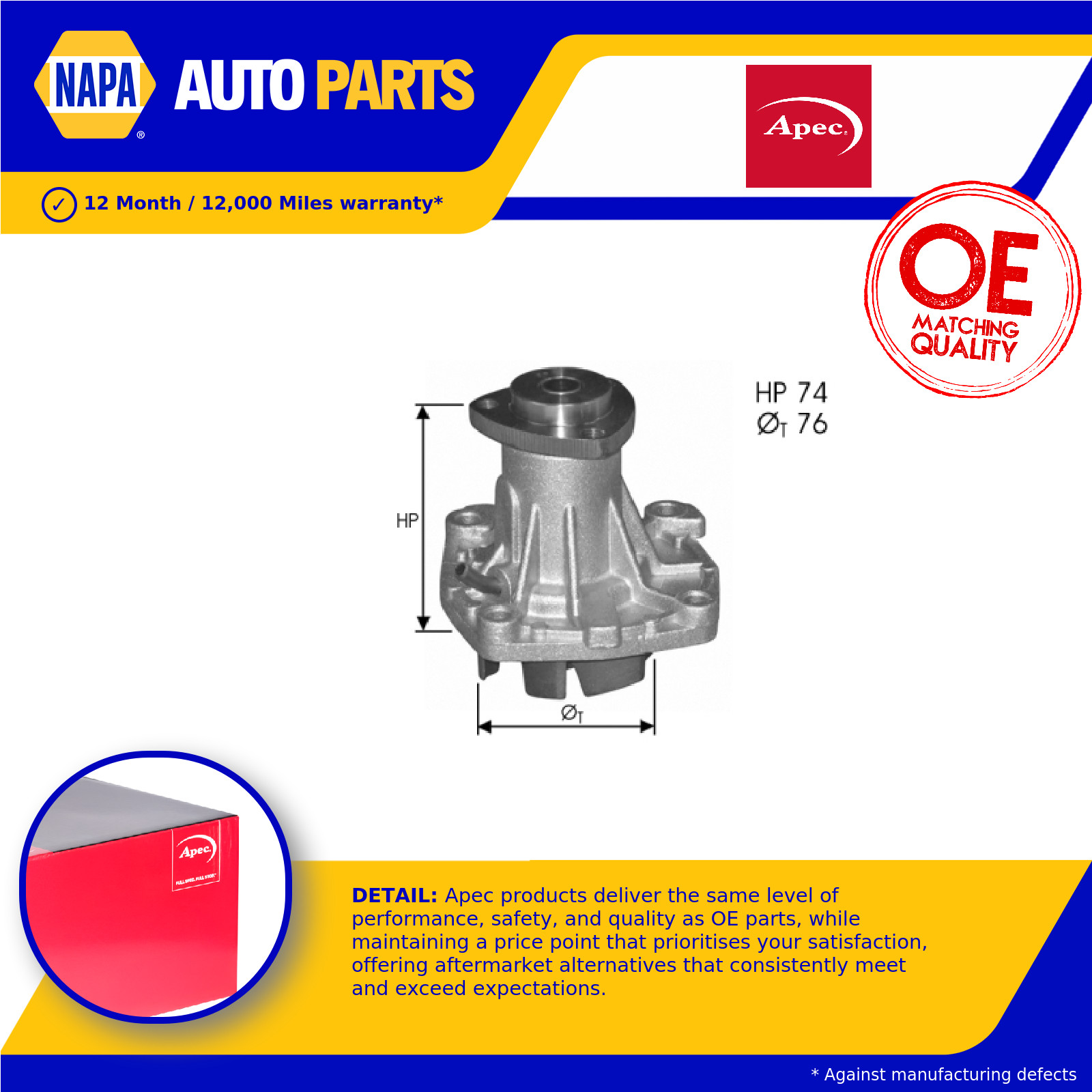 Water Pump AWP1083 Apec Coolant 4864566 4864566AB 1032940 1334123 91151669 New