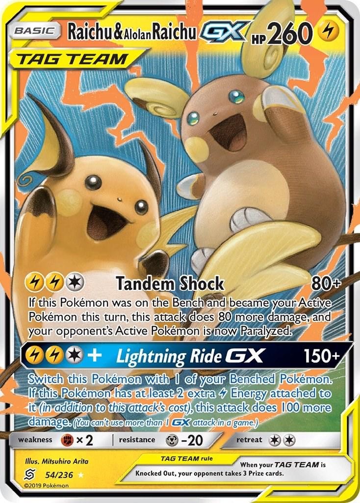 Raichu & Alolan Raichu GX 54/236 Sm-Unified Minds Holo