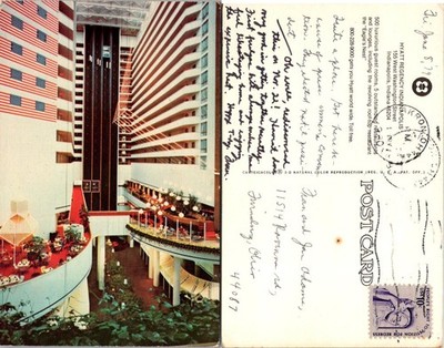 Hyatt Regency Indianapolis Postcard Atrium Interior Curteichcolor 3-D Vintage