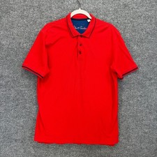 Robert Graham Polo Shirt Men Medium Red Tipped Collar Classic Fit Cotton Pique