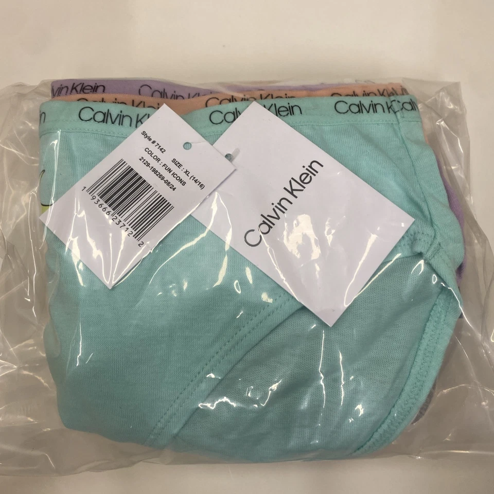 Calvin Klein Girls Cotton 7 Pack Stars Bikini Panties Underwear Size XL (14/16) - Image 4 of 4