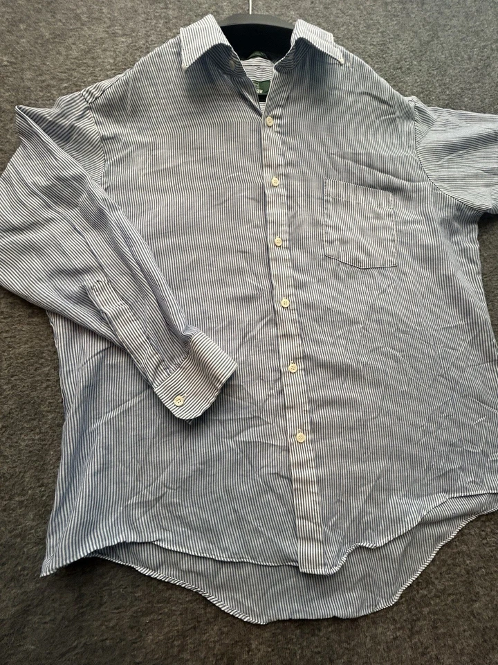 Camisa de vestir vintage Perma-Prest Sears tienda para hombre a rayas regular Corte manga larga Foto 3 de 4