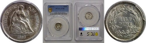 1866-S H10C Seated Liberty Half Dime PCGS AU-58