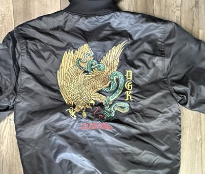 DGK Dragon Snake Jacket Men s XXL Black Satin Zip Hooded Who Come From Nothing