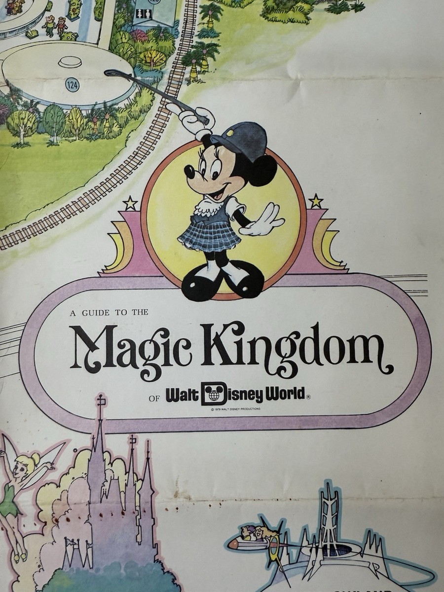 1979 a Guide to the Magic Kingdom of Walt Disney World Map Vintage