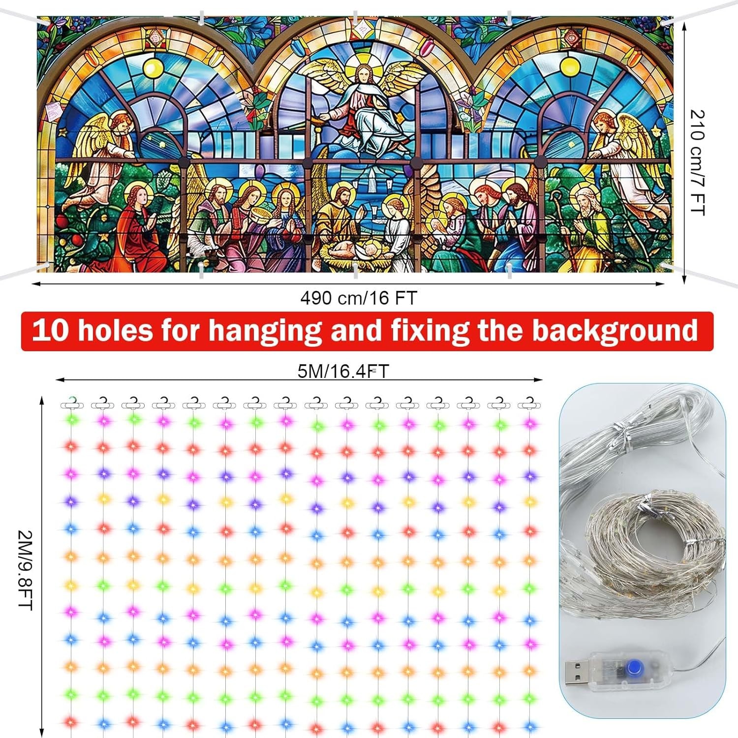 Christmas Lighted Nativity Garage Door Decorations Cover Nativity, 