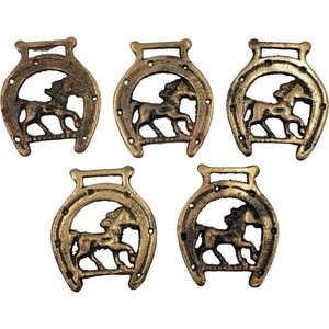 Vintage Brass Horse Medallion Bridle Harness Ornament Lot of 5 England Made