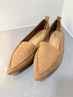 LULUS Emmy Camel Suede Pointed Toe Loafers Ballet Flats Slip On Size 10