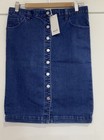<!--F#f_0-->SEED Button Through Denim Skirt New Sz 12 Indigo Blue<!--F/-->