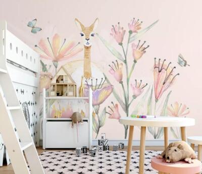 3D Hirsch Blumen H293 Tapete Wandbild Selbstklebend Abnehmbare Aufkleber Sinsin