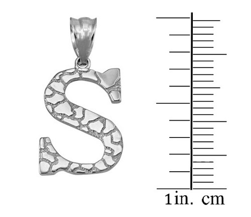 Sterling Silver Nugget Initial Pendant Necklace - Picture 66 of 78