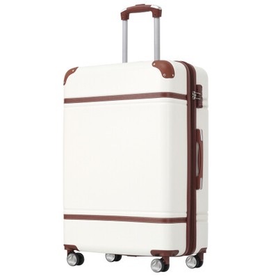 KA Hardshell Luggage with TSA lock , 24'' Expandable Lightweight Suitcase White 