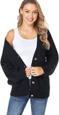 Fuinloth Womens Cardigan Sweater, Oversized Chunky Knit Medium Closure w/pockets