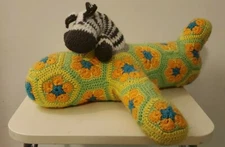 African Flower Crochet Hexagon Airplane Zebra Pilot Handmade Plush Granny Square