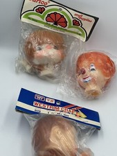 Lot of 4 2" DOLL HEADS VINTAGE FIBRE CRAFT 7575 4234 7489 Baby Grandpa