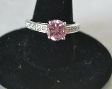 Rhodium Plate Clear Pink Cubic Zirconia Size 9 Box Ring