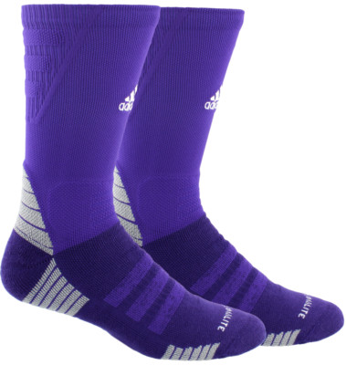 Adidas Alphaskin Max Cushioned Crew Sock PURPLE WHITE Men's Size Large 9.5-12