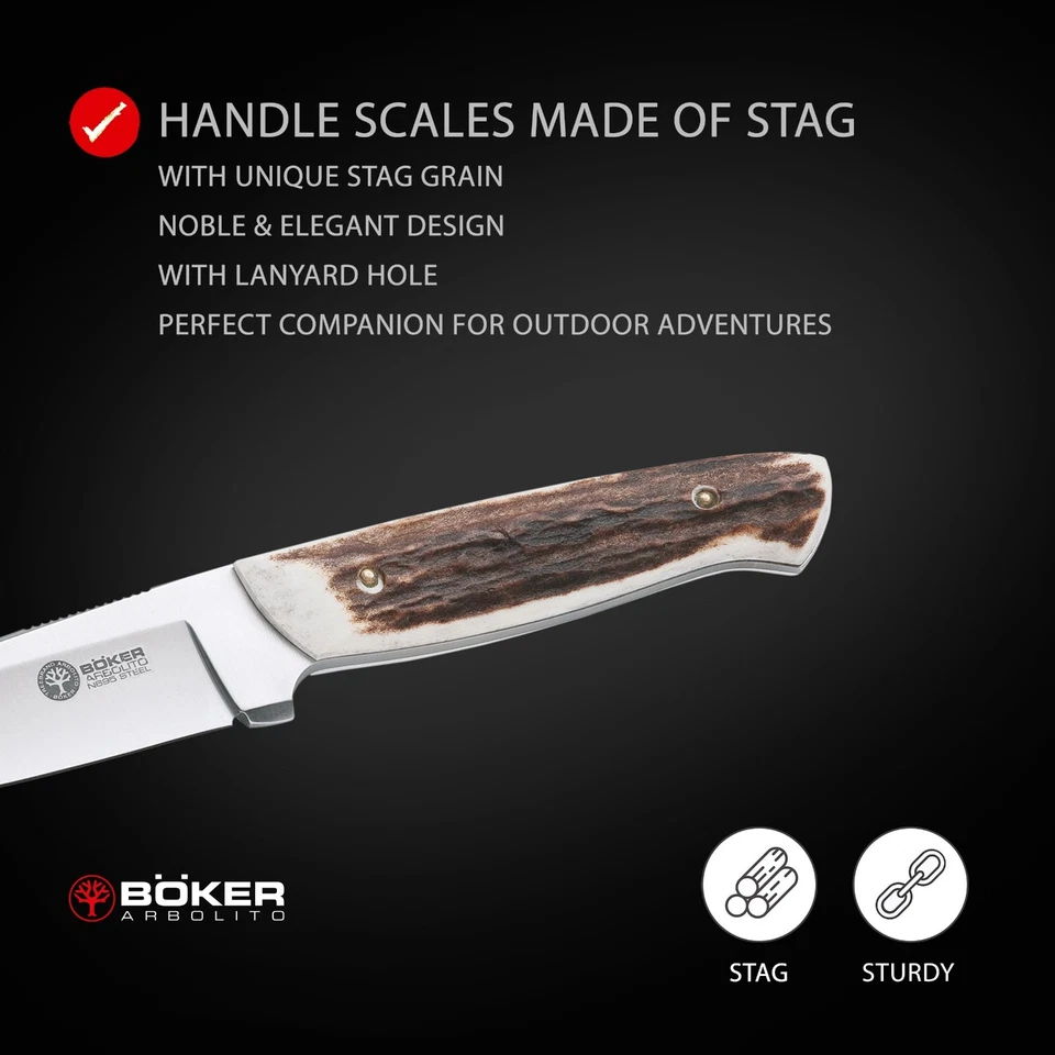 Cuchillo de caza fijo BOKER ARBOLITO® Stag hoja de 3,50" N695 exterior - 02BA319H Foto 4 de 4