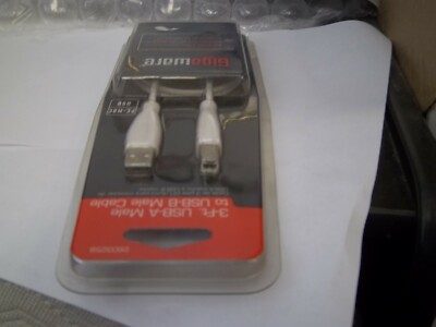 GIGAWARE 260-3258 3-FT USB-A MALE to USB-B MALE  WHITE NETWORK CABLE PC-MAC/USB