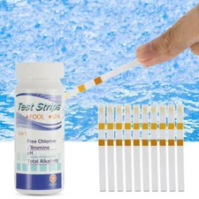 50X 3in1 Swimming Pool Water Test Strips for Free Chlorine/Bromine PH Alkalinity