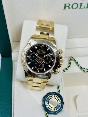 Rolex Daytona 116528 Yellow Gold 40MM Black Dial Very Good Condition 