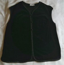 Vintage Miss Accents Act III Black Boho Three Button Velvet Vest Bound Trim 2X