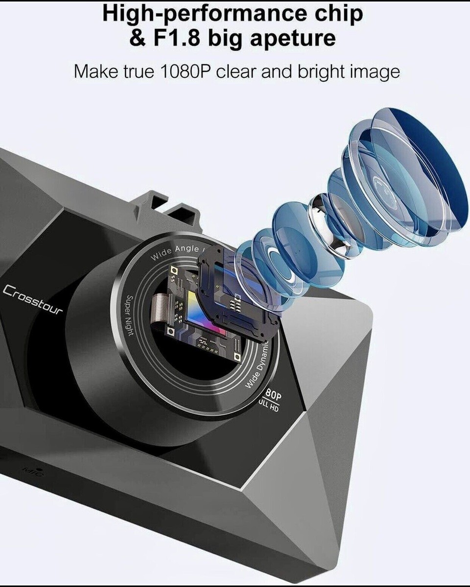 Crosstour CR350 1080P Wide Angle Dashboard Camera with inch LCD