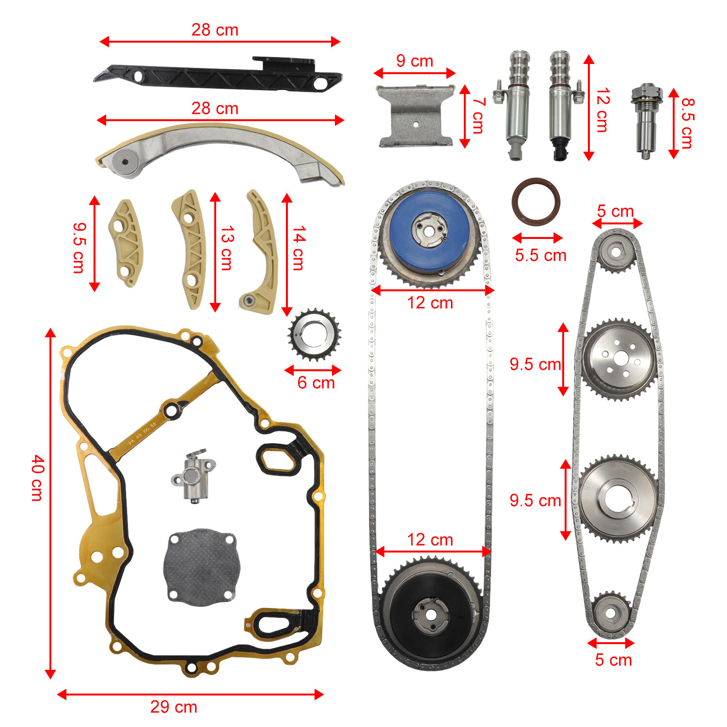 Timing Chain Set VCT Selenoid Actuator Gear Cover Gasket Fit GM Ecotec