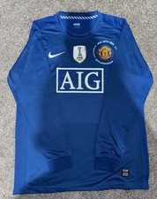 Ronaldo #7 UCL Manchester United 2008/2009 Blue Away Long sleeve Jersey Medium
