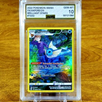 Pokemon Brilliant Stars Vaporeon TG02/TG30 AGS Gem-MT 10