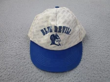 VINTAGE Duke Hat Snap back White Blue Devils Front Row USA 90s 1990s All over