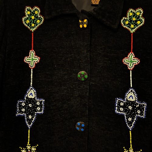 Vintage Allure Womens Jacket Small Black Blazer Snap Front Beaded Art To Wear - Picture 6 of 16