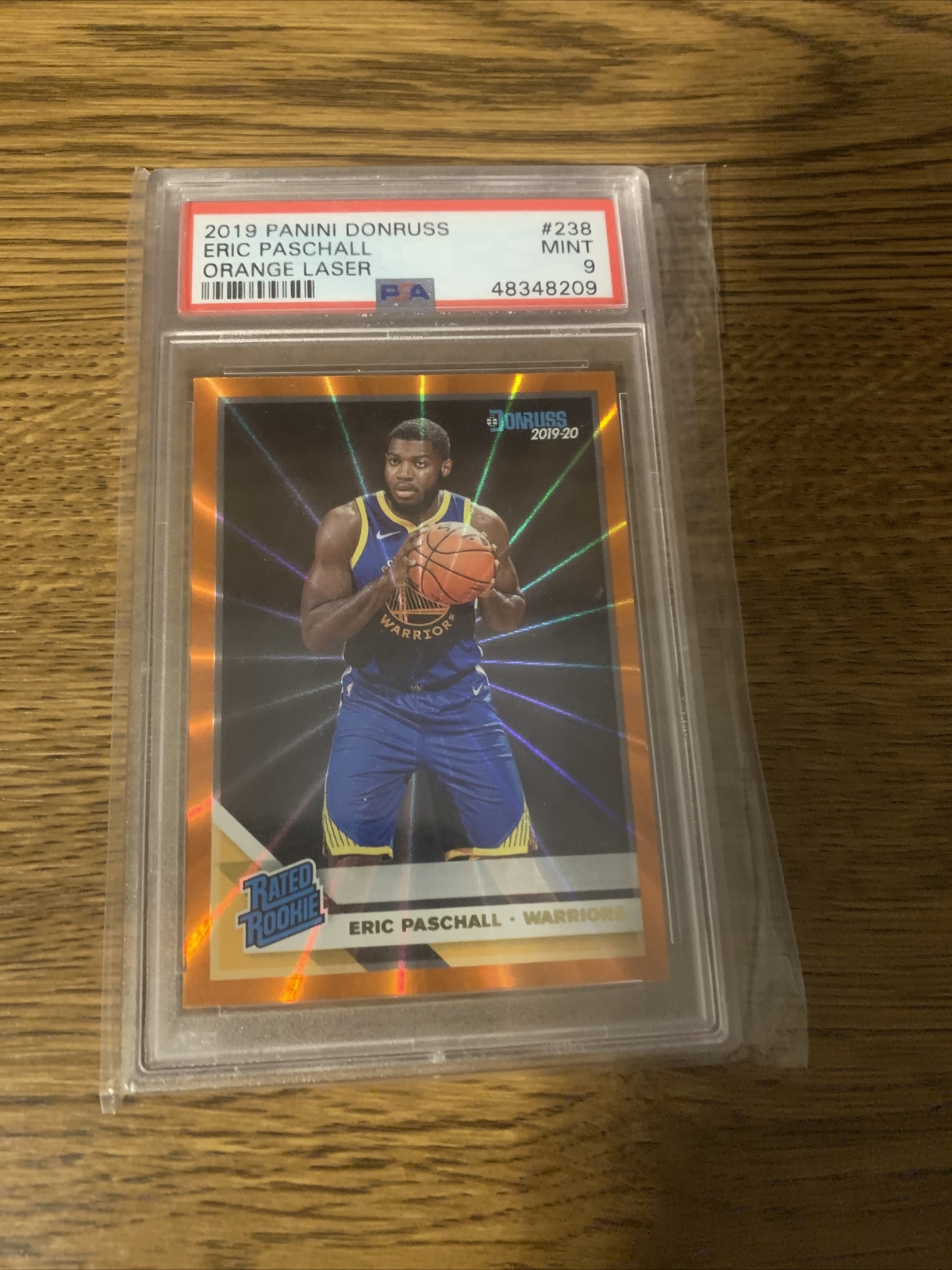 2019-2020 Panini Donruss Eric Paschall Rated Rookie RC Orange Laser PSA 9