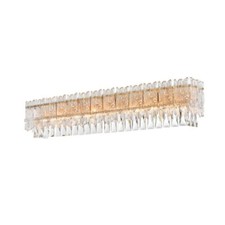 Crystal Wall Sconce Light Fixture Satin Gold Bathroom Vanity Dining Room 34.5"
