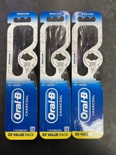 NEW Oral-B Charcoal Toothbrush, Medium 3 Packs Of 2 Total Of 6