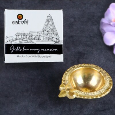 SLAVIK Brass Kubler Diya Engraved 2.5'' Floral Design Pooja Diwali Home 20 Pack