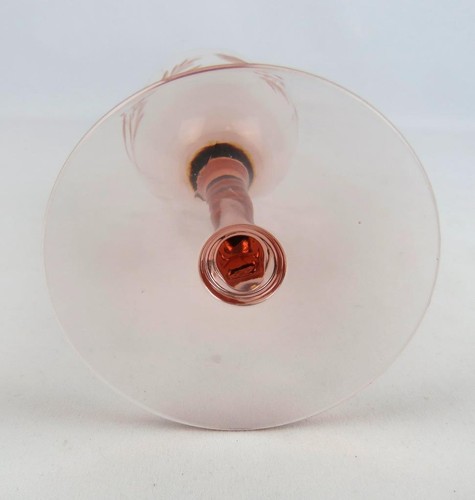 Depression Etched Pink Wine Glasses Set of 3, Etched Flowers (8 oz capacity) - Picture 6 of 11