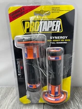PROTAPER Synergy Full Diamond Dual Density MX Grips, Black/Orange