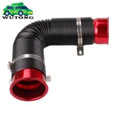 New 76mm 3inch Car Cold Air Intake Inlet Pipe Flexible Duct Tube Hose Kit Red