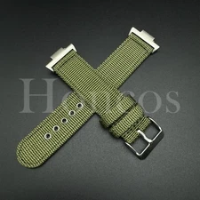 A/Green Canvas Nylon Strap Steel Hole Watch Strap Fits for Tissot PRX +Adapter