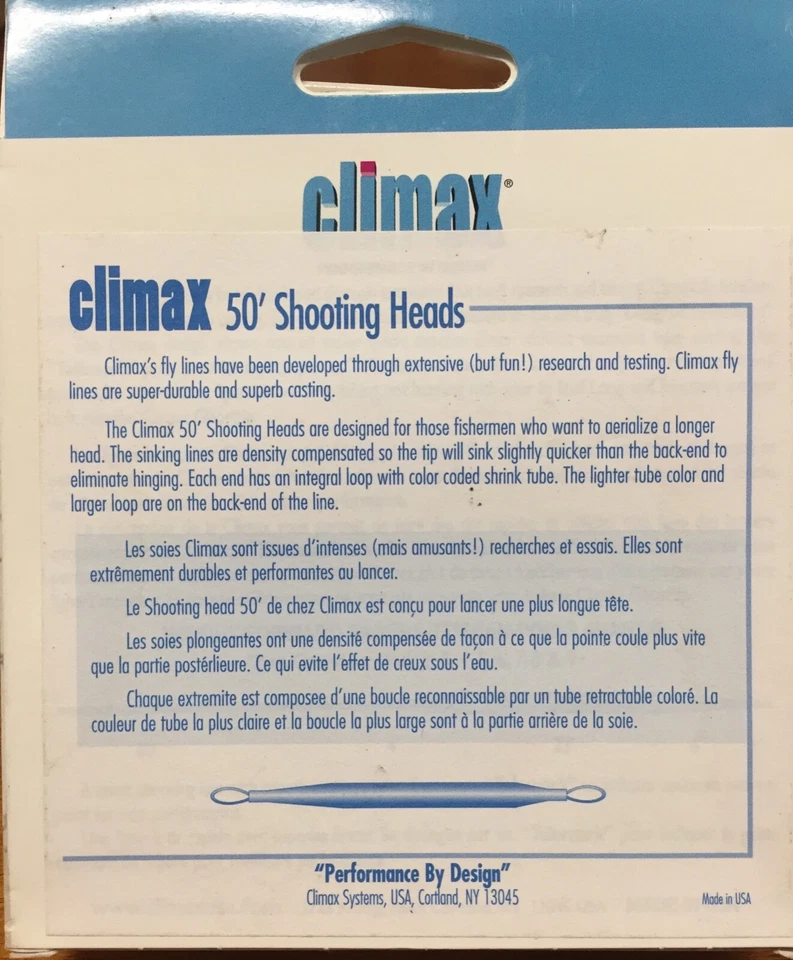 Cónico de tiro de hundimiento Climax ST10S 240 gr. Fly Line Tye 6 bucles dobles Foto 3 de 4