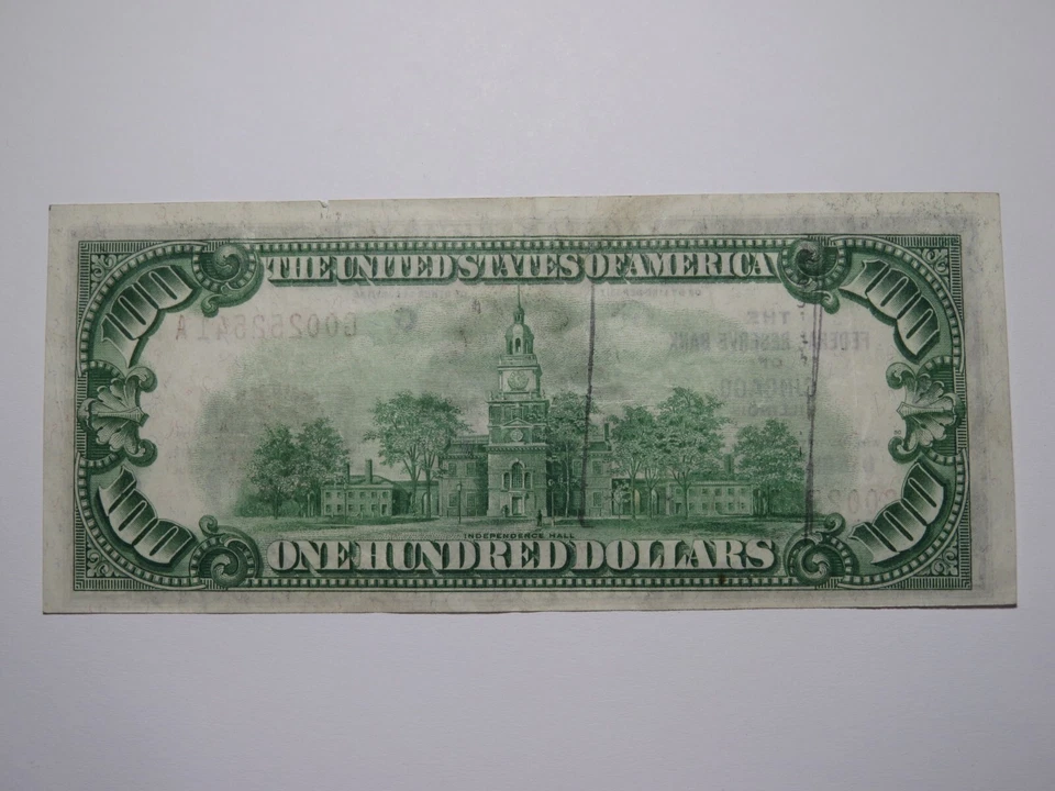 $100 1929 Chicago Illinois IL National Currency Note Federal Reserve Bank XF!! - Image 3 of 3