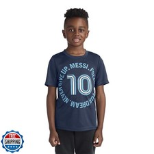 Messi Boys' Lifestyle Short Sleeve Top, Loose-Fit Shirt with Logo, Comfortabl...