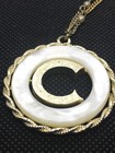 Vintage Gold-Tone and Faux Pearl BSK B.S.K. Initial Letter C Pendant Necklace — photo 1
