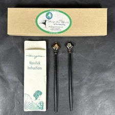 Vintage Imagine Hair Stick Pair With Chinese Characters with Original Box